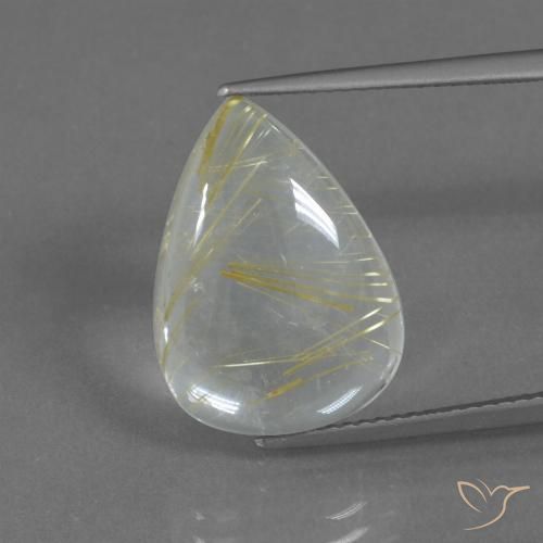 8.42ct 자연스러운 라이트 어스시 옐로우 루틸 쿼츠, 배 모양, 투명한