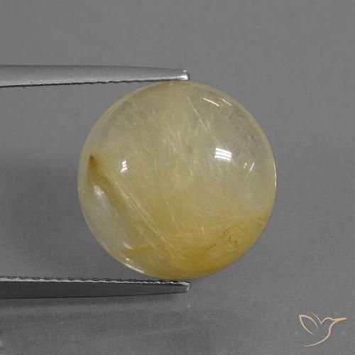 8.80ct 자연스러운 흙빛 노란색 루틸 쿼츠, 둥근, 투명한