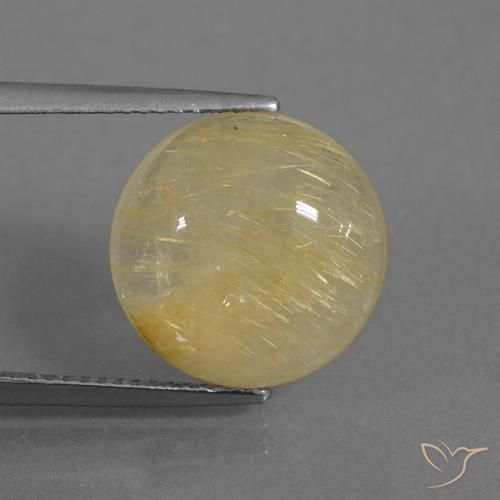 9.40ct 자연스러운 옅은 노랑 루틸 쿼츠, 둥근, 투명한