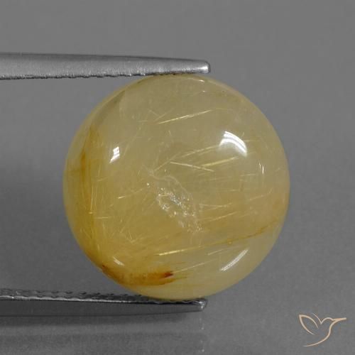 9.37ct 자연스러운 흙빛 노란색 루틸 쿼츠, 둥근, 투명한