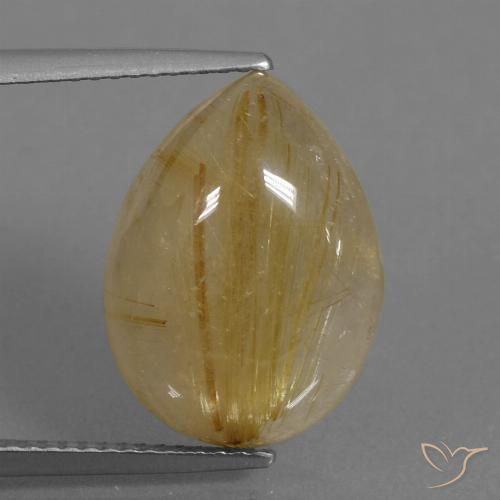 9.64ct 자연스러운 라이트 토니 브라운 루틸 쿼츠, 배 모양, 투명한