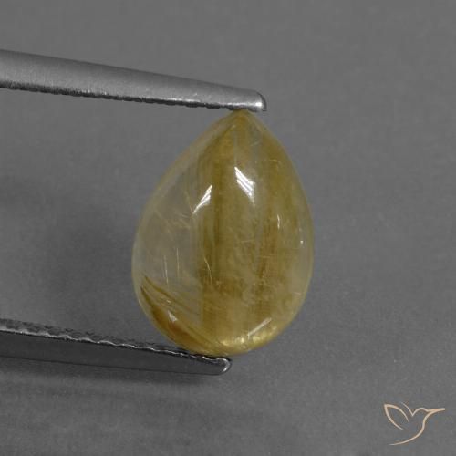 2.13ct 자연스러운 미디엄 옐로우 루틸 쿼츠, 배 모양, 투명한