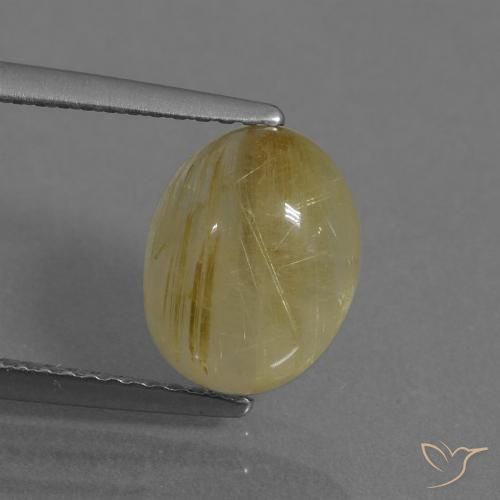 3.06ct 자연스러운 옅은 노랑 루틸 쿼츠, 타원형, 투명한