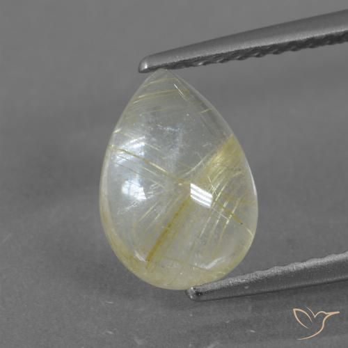 2.51ct 자연스러운 옅은 노랑 루틸 쿼츠, 배 모양, 투명한