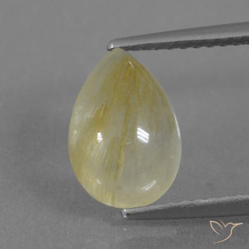 2.81ct 자연스러운 흙빛 노란색 루틸 쿼츠, 배 모양, 투명한