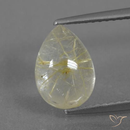 2.76ct 자연스러운 연노랑 루틸 쿼츠, 배 모양, 투명한