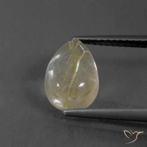 2.58ct 자연스러운 연노랑 루틸 쿼츠, 배 모양, 투명한