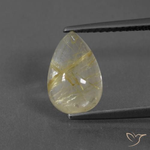 2.61ct 자연스러운 흙빛 노란색 루틸 쿼츠, 배 모양, 투명한