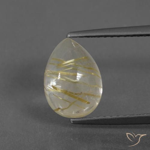 2.97ct 자연스러운 흙빛 노란색 루틸 쿼츠, 배 모양, 투명한