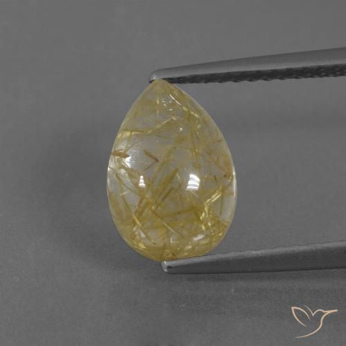 2.94ct 자연스러운 따뜻한 노란색 루틸 쿼츠, 배 모양, 투명한