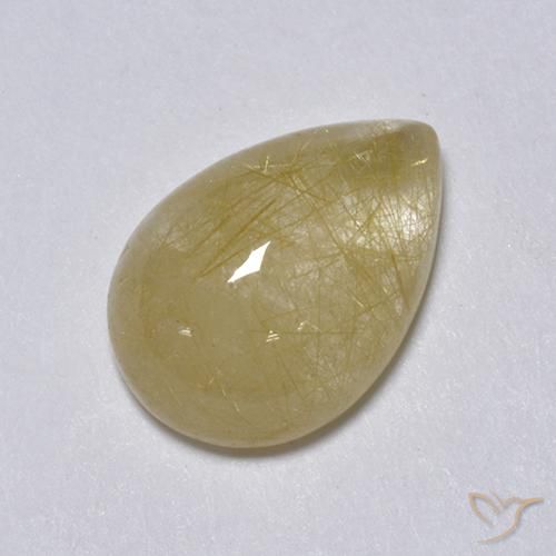 2.05ct 자연스러운 흙빛 노란색 루틸 쿼츠, 배 모양, 투명한