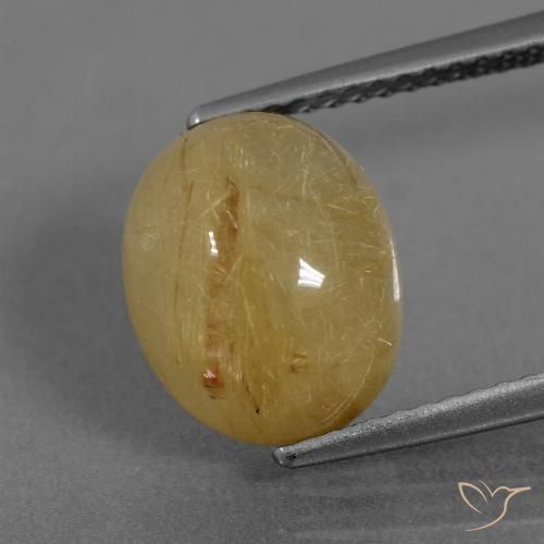 4.72ct 자연스러운 따뜻한 노란색 루틸 쿼츠, 타원형, 투명한