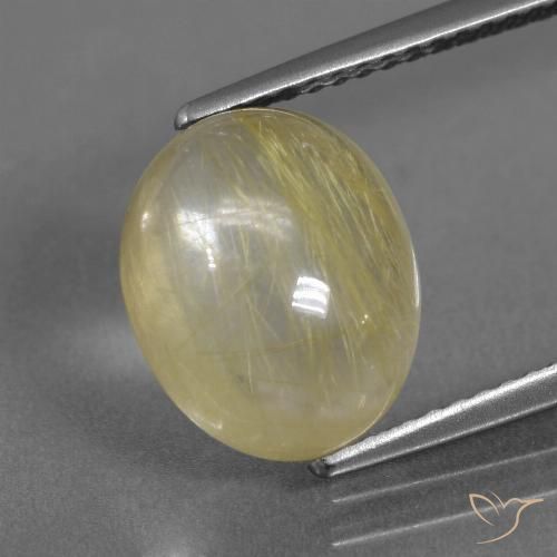 4.85ct 자연스러운 라이트 어스시 옐로우 루틸 쿼츠, 타원형, 투명한