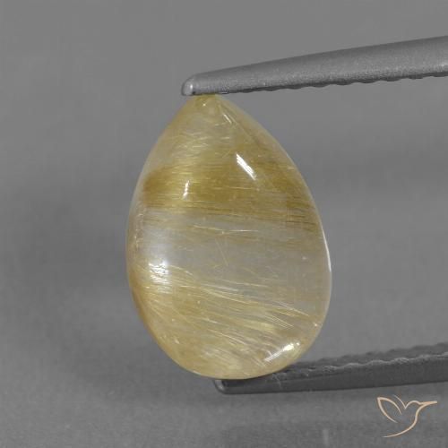 2.74ct 자연스러운 라이트 디종 옐로우 루틸 쿼츠, 배 모양, 투명한