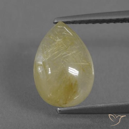 2.67ct 자연스러운 미디엄 옐로우 루틸 쿼츠, 배 모양, 투명한