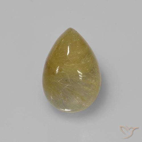 2.14ct 자연스러운 흙빛 노란색 루틸 쿼츠, 배 모양, 투명한