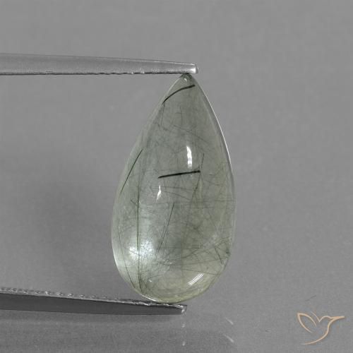 6.41ct 자연스러운 연한 초록색 루틸 쿼츠, 배 모양, 투명한