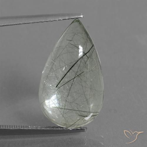 9.75ct 자연스러운 연한 초록색 루틸 쿼츠, 배 모양, 투명한