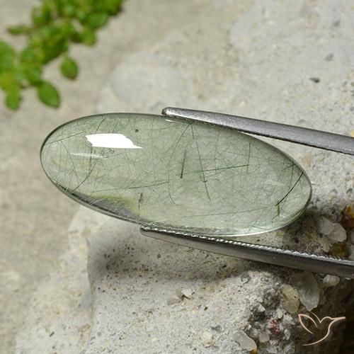 13.24ct 자연스러운 연한 초록색 루틸 쿼츠, 타원형, 투명한