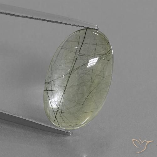 10.99ct 자연스러운 연한 초록색 루틸 쿼츠, 타원형, 투명한