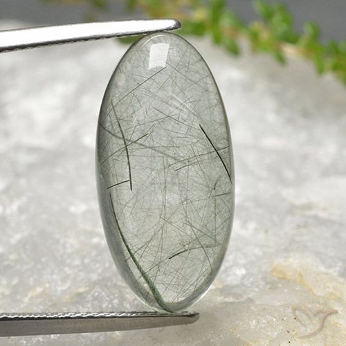 11.39ct 자연스러운 연한 초록색 루틸 쿼츠, 타원형, 투명한