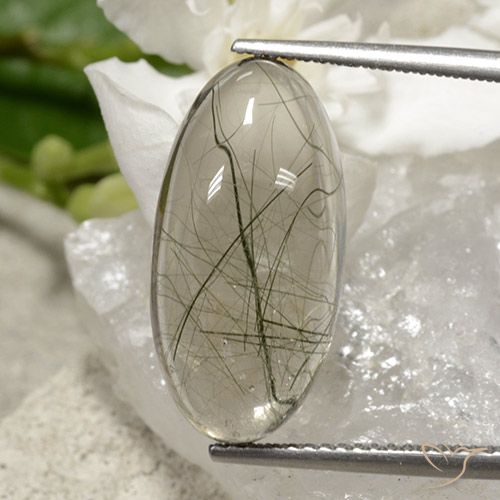 10.67ct 자연스러운 연한 초록색 루틸 쿼츠, 타원형, 투명한