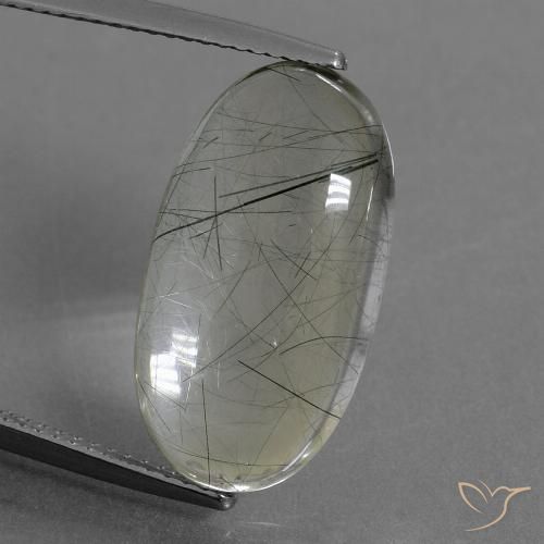 10.05ct 자연스러운 연한 초록색 루틸 쿼츠, 타원형, 투명한