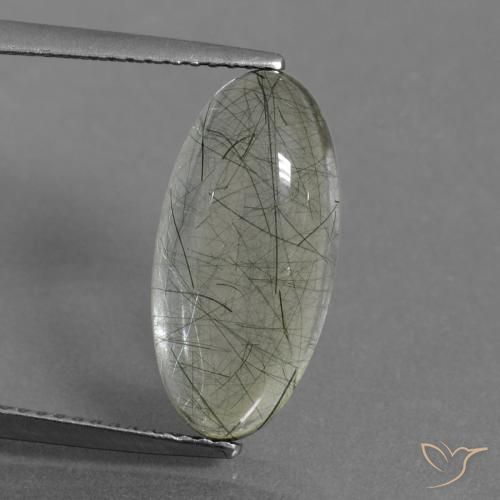 5.75ct 자연스러운 연한 초록색 루틸 쿼츠, 타원형, 투명한