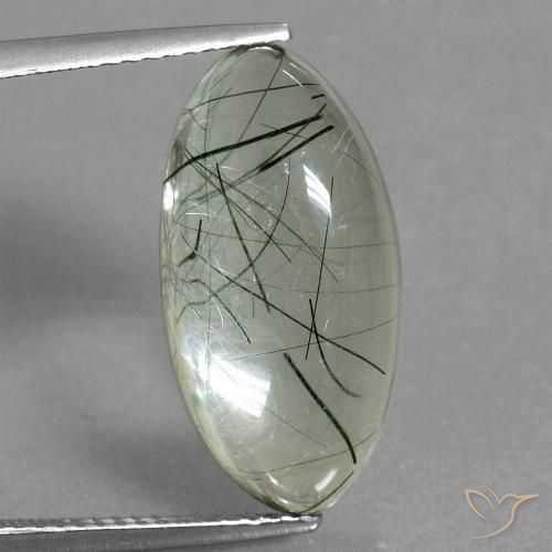 9.58ct 자연스러운 연한 초록색 루틸 쿼츠, 타원형, 투명한