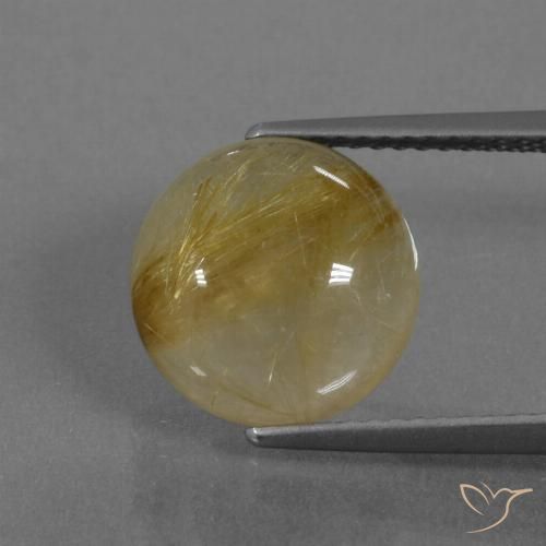 5.40ct 자연스러운 흙빛 노란색 루틸 쿼츠, 둥근, 투명한