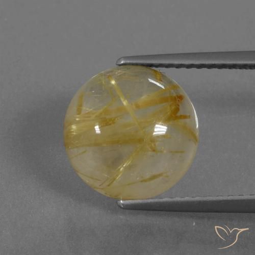 4.61ct 자연스러운 미디엄 옐로우 루틸 쿼츠, 둥근, 투명한