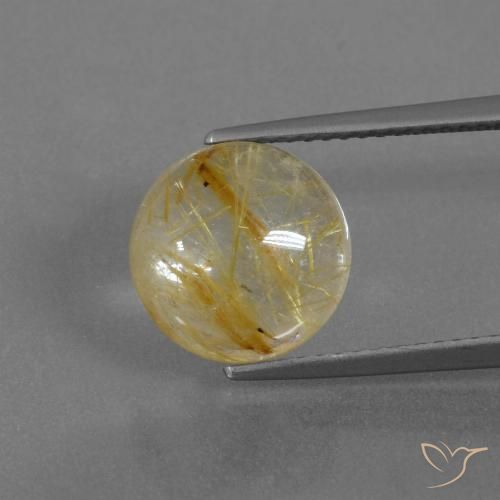 4.57ct 자연스러운 흙빛 노란색 루틸 쿼츠, 둥근, 투명한