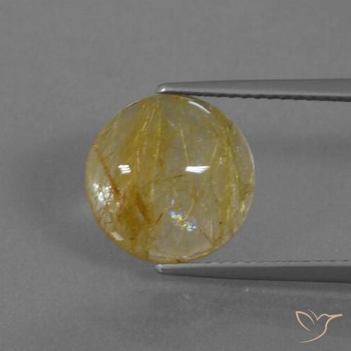 3.68ct 자연스러운 미디엄 옐로우 루틸 쿼츠, 둥근, 투명한