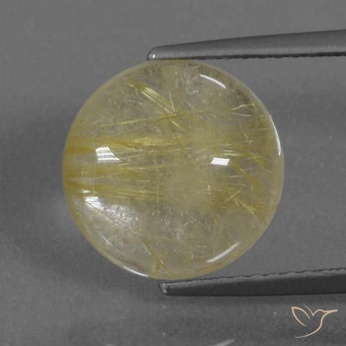 4.74ct 자연스러운 라이트 어스시 옐로우 루틸 쿼츠, 둥근, 투명한