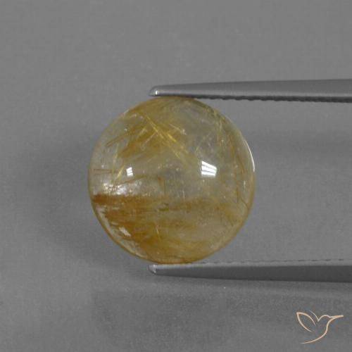 4.34ct 자연스러운 흙빛 노란색 루틸 쿼츠, 둥근, 투명한