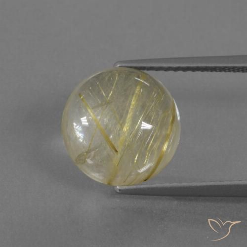 4.56ct 자연스러운 옅은 노랑 루틸 쿼츠, 둥근, 투명한