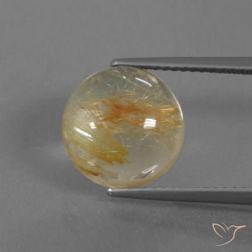 5.53ct 자연스러운 웜 브라운 루틸 쿼츠, 둥근, 투명한