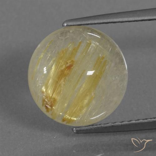 4.40ct 자연스러운 흙빛 노란색 루틸 쿼츠, 둥근, 투명한