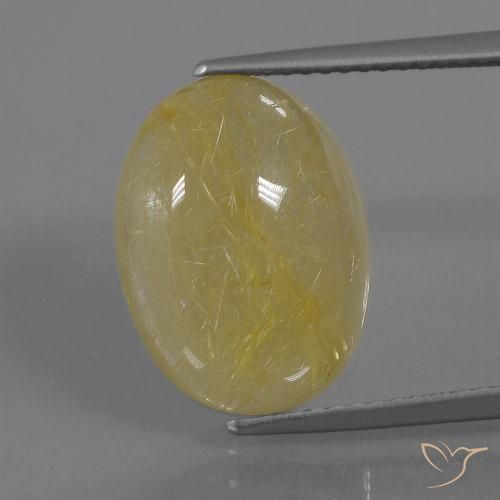 7.56ct 자연스러운 황색을 띠는 금 루틸 쿼츠, 타원형, 투명한