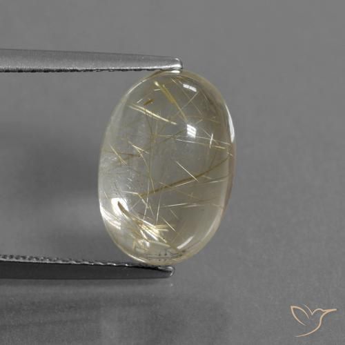 5.41ct 자연스러운 옅은 노랑 루틸 쿼츠, 타원형, 투명한