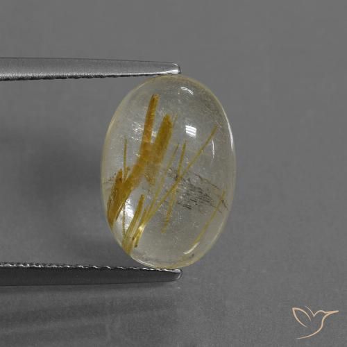 4.06ct 자연스러운 매우 밝은 황금빛 갈색 루틸 쿼츠, 타원형, 투명한