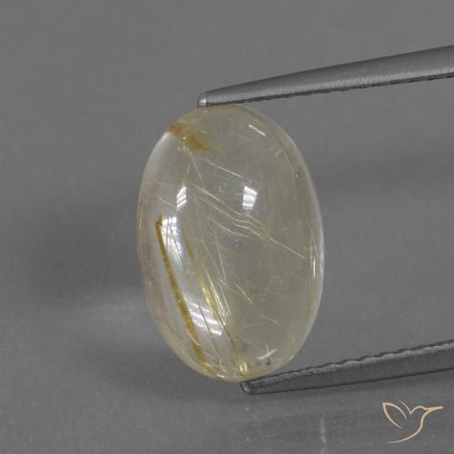 4.11ct 자연스러운 연노랑 루틸 쿼츠, 타원형, 투명한