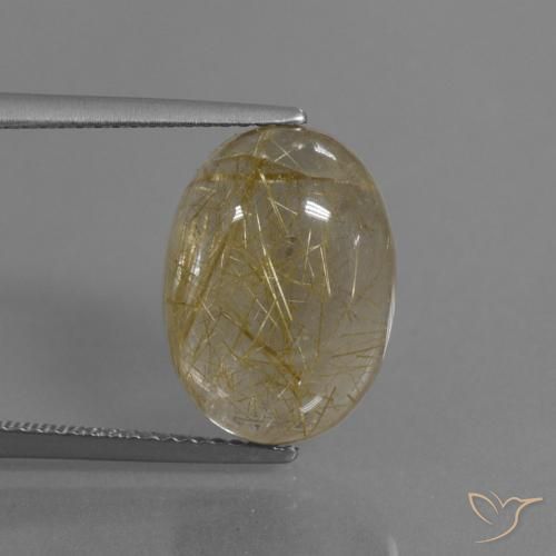 7.75ct 자연스러운 흙빛 노란색 루틸 쿼츠, 타원형, 투명한