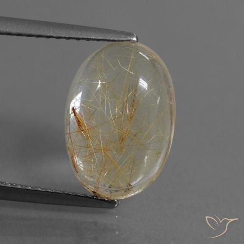 4.09ct 자연스러운 매우 밝은 황금빛 갈색 루틸 쿼츠, 타원형, 투명한