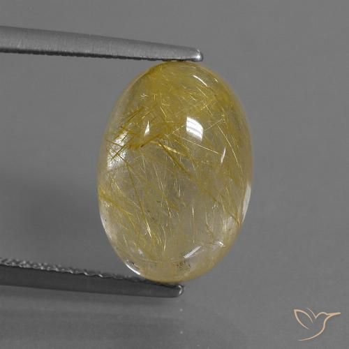 5.47ct 자연스러운 황색을 띠는 금 루틸 쿼츠, 타원형, 투명한