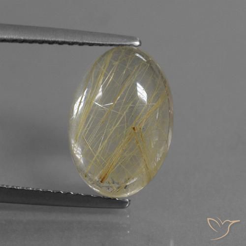 4.05ct 자연스러운 매우 밝은 황금빛 갈색 루틸 쿼츠, 타원형, 투명한