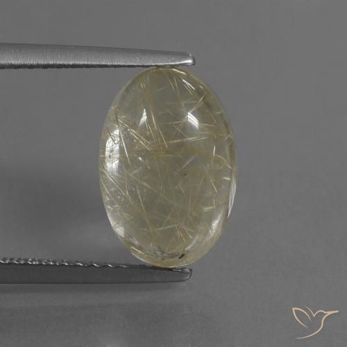 4.08ct 자연스러운 흙빛 노란색 루틸 쿼츠, 타원형, 투명한
