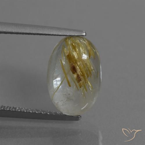 3.87ct 자연스러운 매우 밝은 황금빛 갈색 루틸 쿼츠, 타원형, 투명한