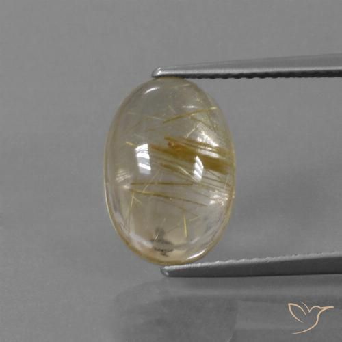 4.36ct 자연스러운 매우 밝은 황금빛 갈색 루틸 쿼츠, 타원형, 투명한