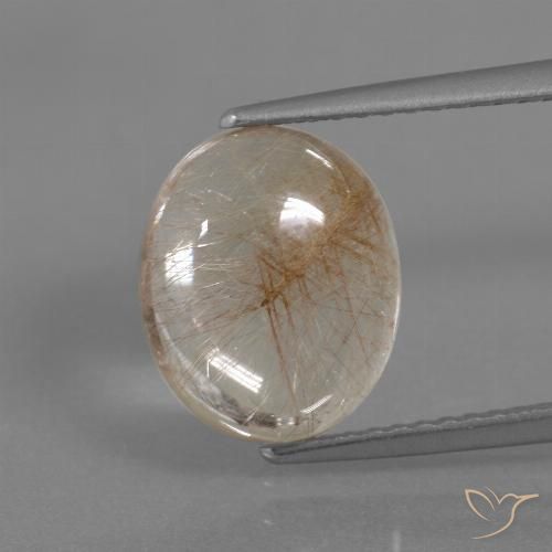 3.95ct 자연스러운 클리어 및 골드 브론즈 루틸 쿼츠, 타원형, 투명한